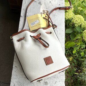 DOONEY & BOURKE Drawstring Small Mini Ivory Bucket Pebble Crossbody Shoulder Bag